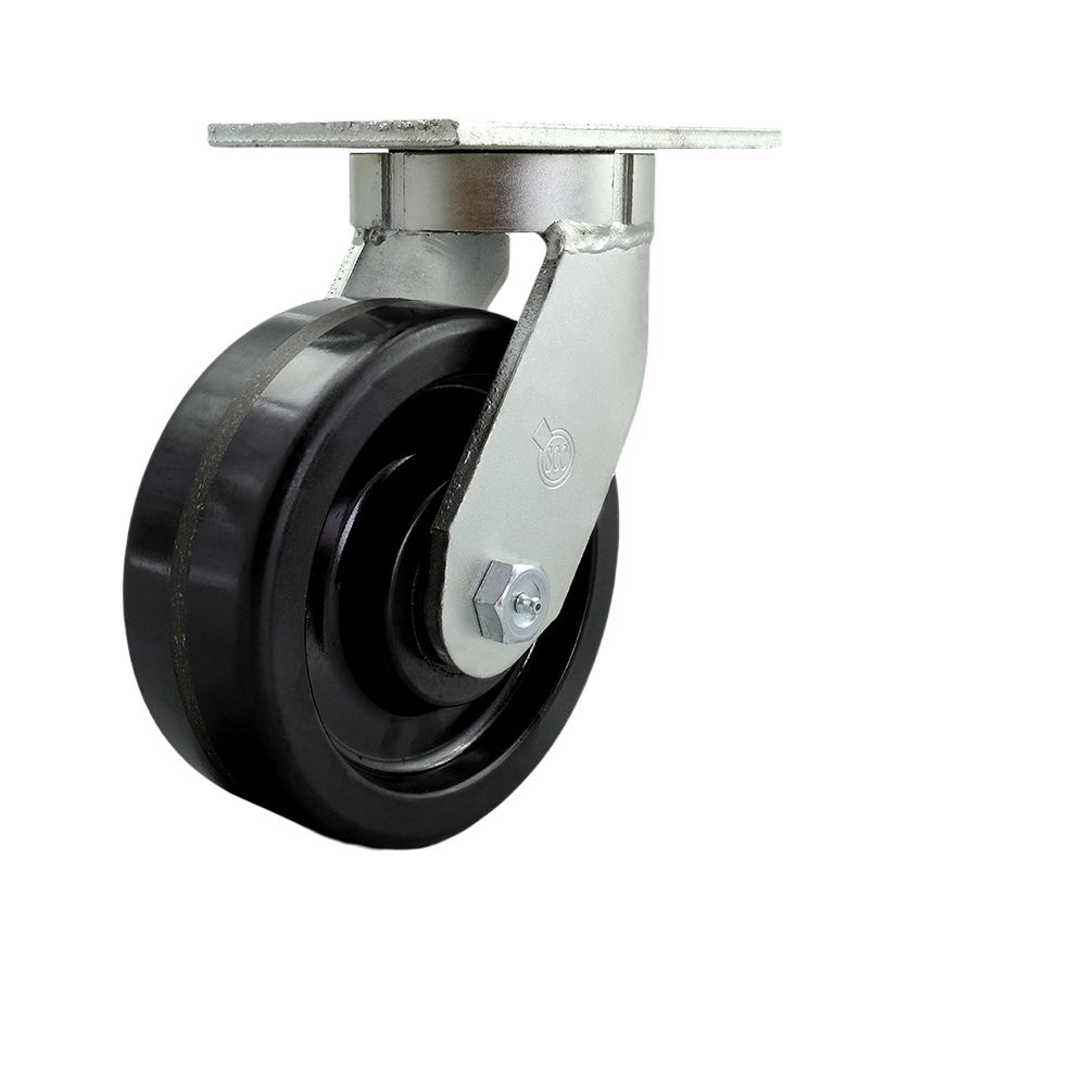 8 Inch Swivel Top Plate Extra Heavy Duty Caster with Phenolic Wheel and Bolt on Swivel Lock - Heavy Duty Caster Wheel - Industrial Caster - 2,500 lbs. Capacity/Caster - Service Caster Brand — photo 1