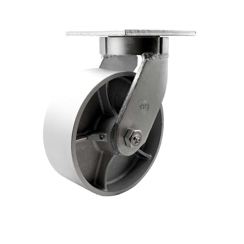 Extra Heavy Duty Kingpinless 8” x 3” Semi Steel Cast Iron Swivel Caster with Bolt on Swivel Lock for Cranes, Gantries, Hoists, and Winches – 2,500 lbs Per Caster - Service Caster Brand — photo 1