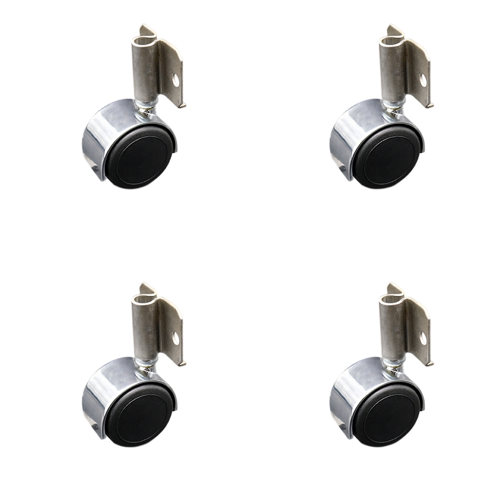 2 Inch Swivel Caster Wheels for Furniture - Urethane Bright Chrome Hooded Twin Wheel with Side Mount Bracket - 300 lbs. Total Capacity - Set of 4 - Service Caster Brand — photo 1