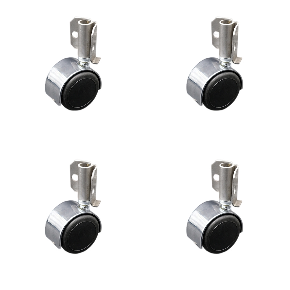 2 Inch Swivel Caster Wheels for Furniture - Urethane Bright Chrome Hooded Twin Wheel with Corner Mount Bracket - 300 lbs. Total Capacity - Set of 4 - Service Caster Brand — photo 1