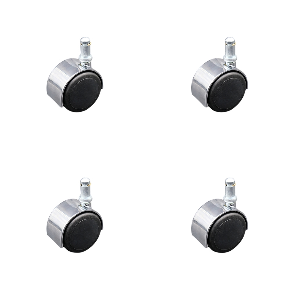 2 Inch Office Chair Stem Casters Set of 4 - Bright Chrome Hooded Soft Urethane Twin Wheel with 7/16 Inch by 7/8 Inch Grip Ring Stem Casters - 300 lbs. Total Capacity - Service Caster Brand — photo 1