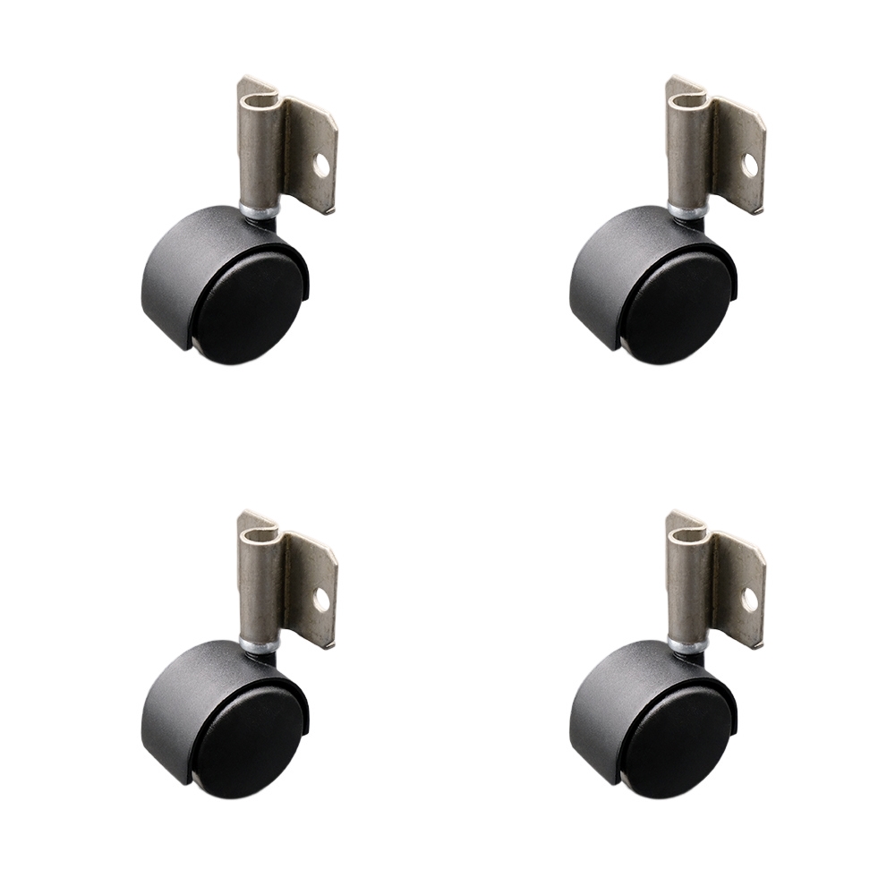 2 Inch Swivel Caster Wheels for Furniture - Nylon Flat Black Hooded Twin Wheel with Side Mount Bracket - 300 lbs. Total Capacity - Set of 4 - Service Caster Brand — photo 1