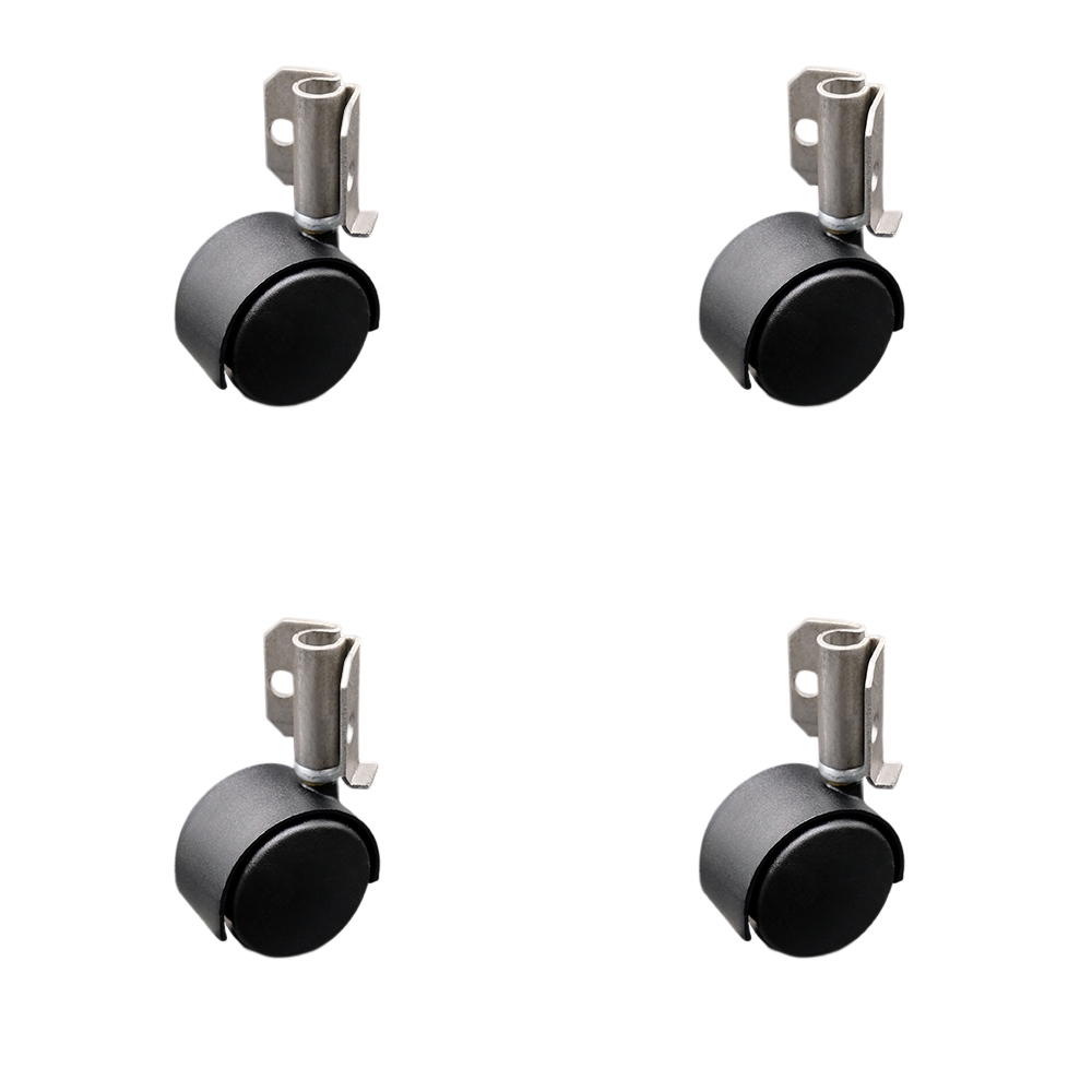2 Inch Swivel Caster Wheels for Furniture - Nylon Flat Black Hooded Twin Wheel with Corner Mount Bracket - 300 lbs. Total Capacity - Set of 4 - Service Caster Brand — photo 1