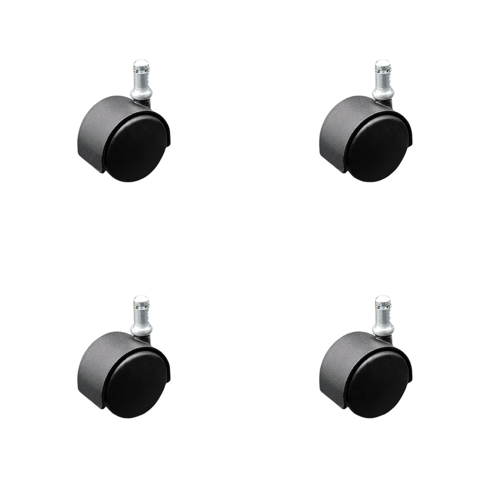 2 Inch Office Chair Stem Casters Set of 4 - Flat Black Hooded Nylon Twin Wheel with 7/16 Inch by 7/8 Inch Grip Ring Stem Casters - 300 lbs. Total Capacity - Service Caster Brand — photo 1