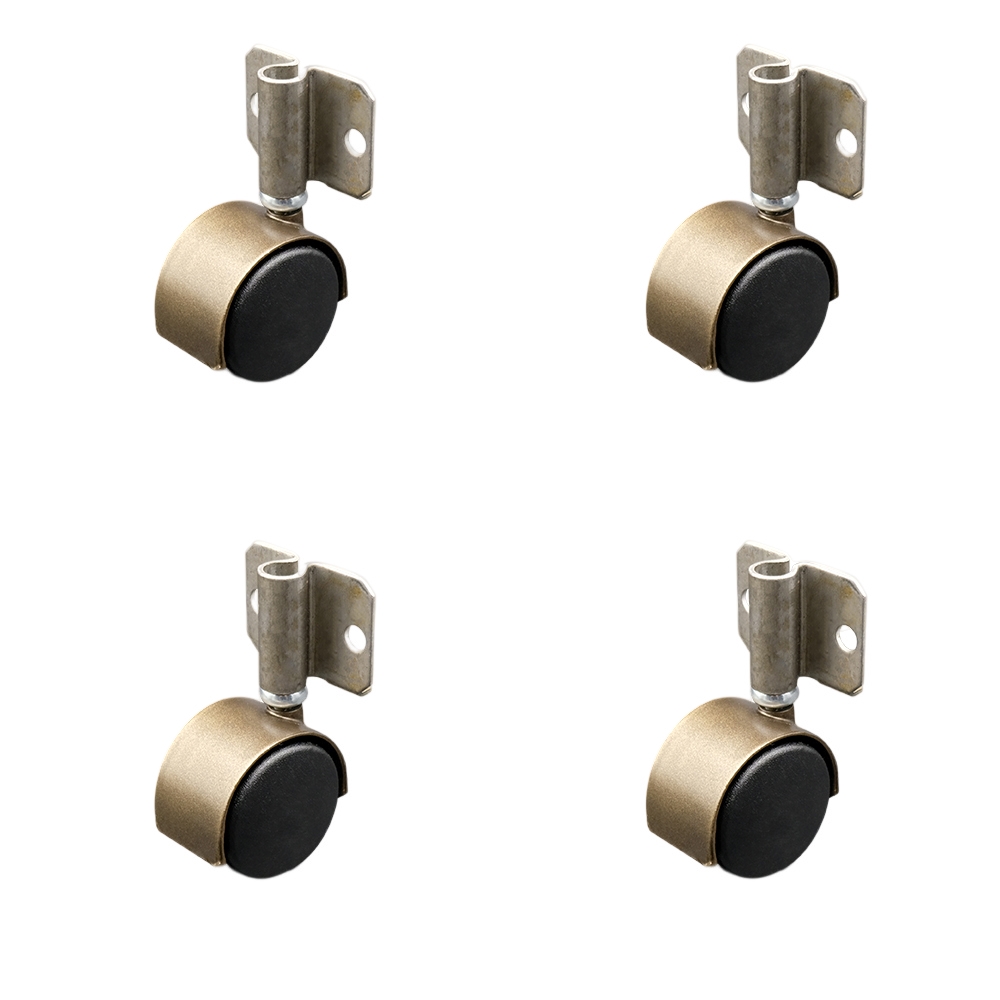 2 Inch Swivel Caster Wheels for Furniture - Urethane Windsor Antique Brass Hooded Twin Wheel with Side Mount Bracket - 300 lbs. Total Capacity - Set of 4 - Service Caster Brand — photo 1