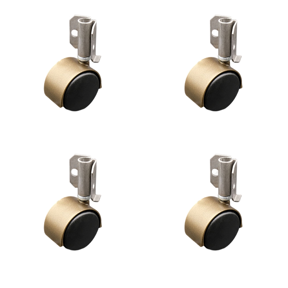 2 Inch Swivel Caster Wheels for Furniture - Nylon Windsor Antique Brass Hooded Twin Wheel with Corner Mount Bracket - 300 lbs. Total Capacity - Set of 4 - Service Caster Brand — photo 1