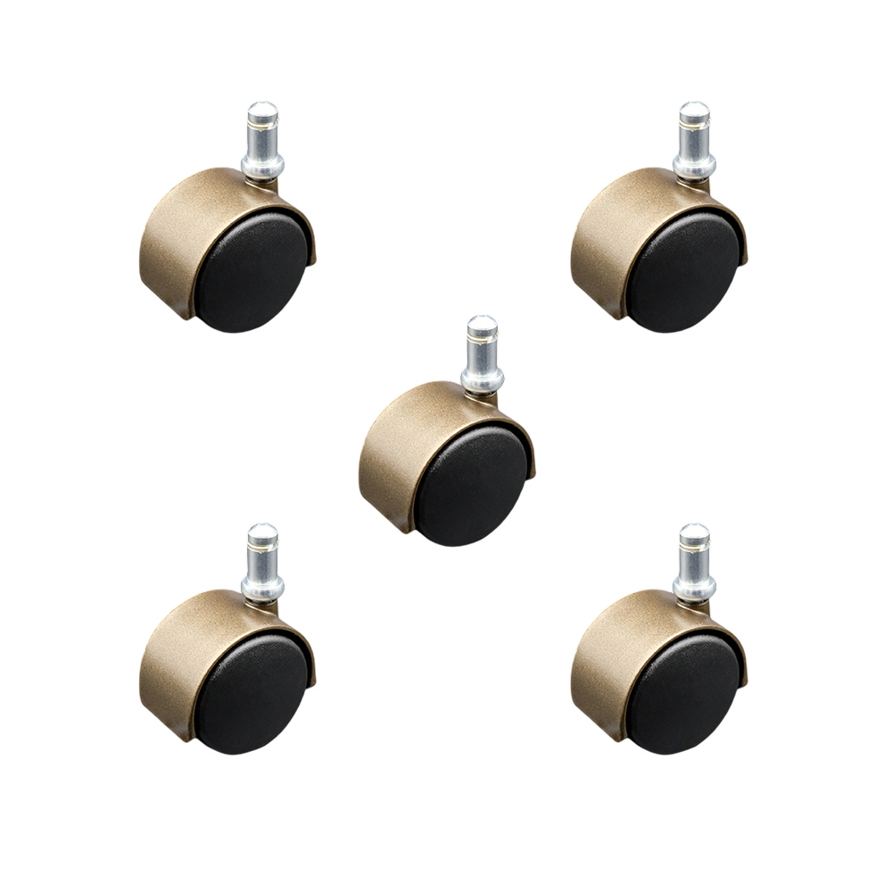 2 Inch Office Chair Stem Casters Set of 5 - Windsor Antique Hooded Soft Urethane Twin Wheel with 7/16 Inch by 7/8 Inch Grip Ring Stem Casters - 375 lbs. Total Capacity - Service Caster Brand — photo 1