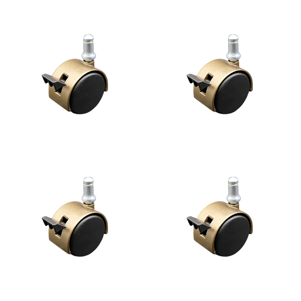 2 Inch Office Chair Stem Casters Set of 4 - Windsor Antique Hooded Nylon Twin Wheel with 7/16 Inch by 7/8 Inch Grip Ring Stem Casters and Brakes - 300 lbs. Total Capacity - Service Caster Brand — photo 1