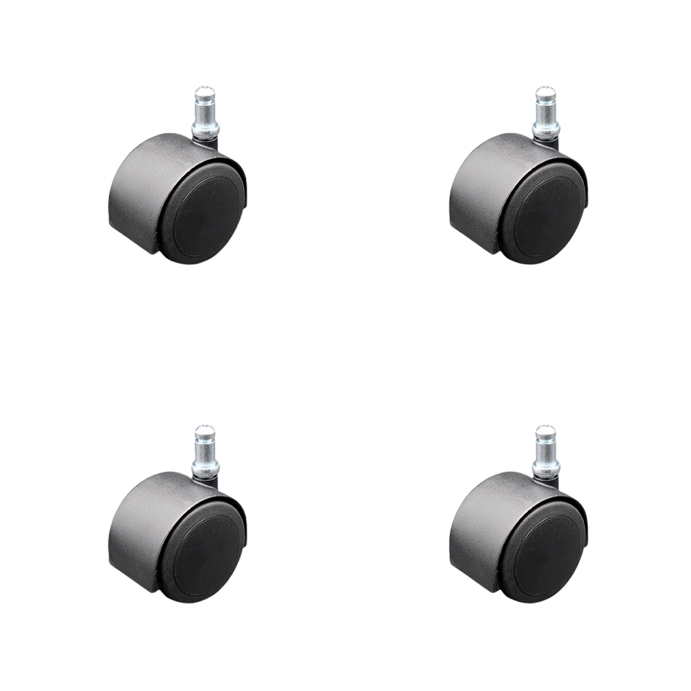 2.375 Inch Office Chair Stem Casters Set of 4 - Flat Black Hooded Soft Urethane Twin Wheel with 7/16 Inch by 7/8 Inch Grip Ring Stem Casters - 400 lbs. Total Capacity - Service Caster Brand — photo 1