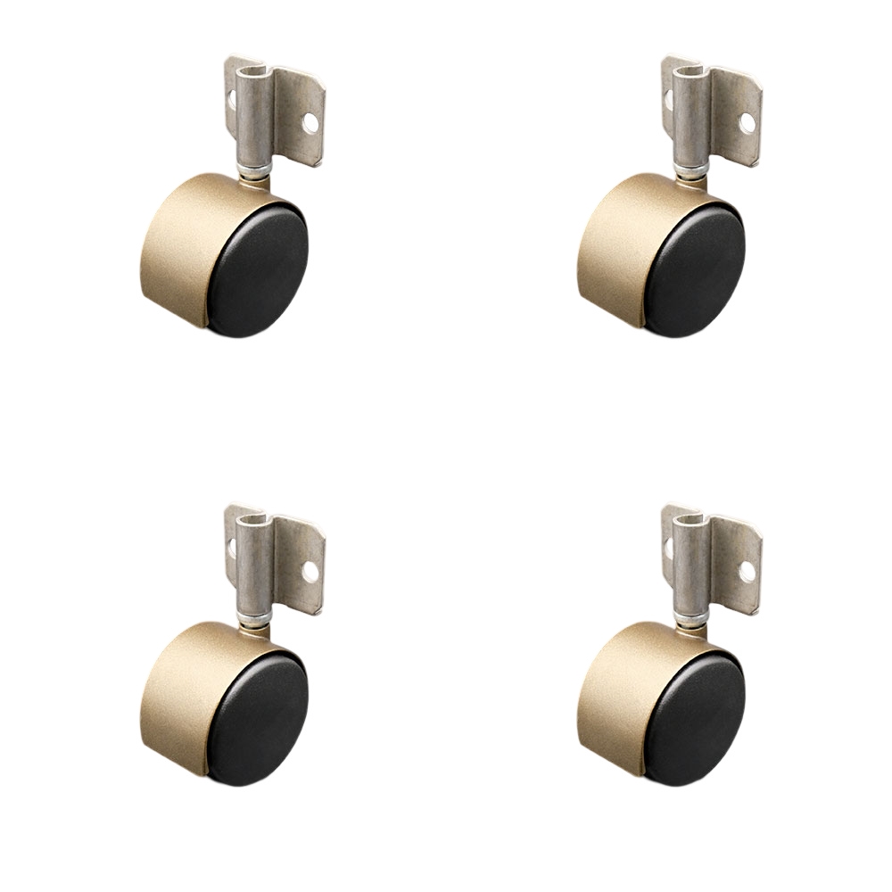 2-3/8 Inch Swivel Caster Wheels for Furniture - Nylon Windsor Antique Brass Hooded Twin Wheel with Side Mount Bracket - 400 lbs. Total Capacity - Set of 4 - Service Caster Brand — photo 1