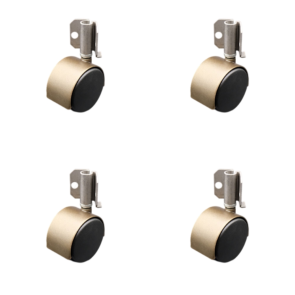 2-3/8 Inch Swivel Caster Wheels for Furniture - Nylon Windsor Antique Brass Hooded Twin Wheel with Corner Mount Bracket - 400 lbs. Total Capacity - Set of 4 - Service Caster Brand — photo 1