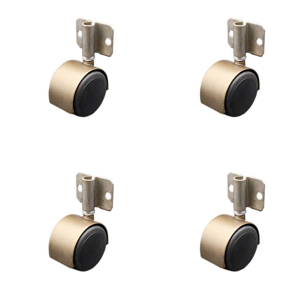 2-3/8 Inch Swivel Caster Wheels for Furniture - Urethane Windsor Antique Brass Hooded Twin Wheel with Side Mount Bracket - 400 lbs. Total Capacity - Set of 4 - Service Caster Brand — photo 1