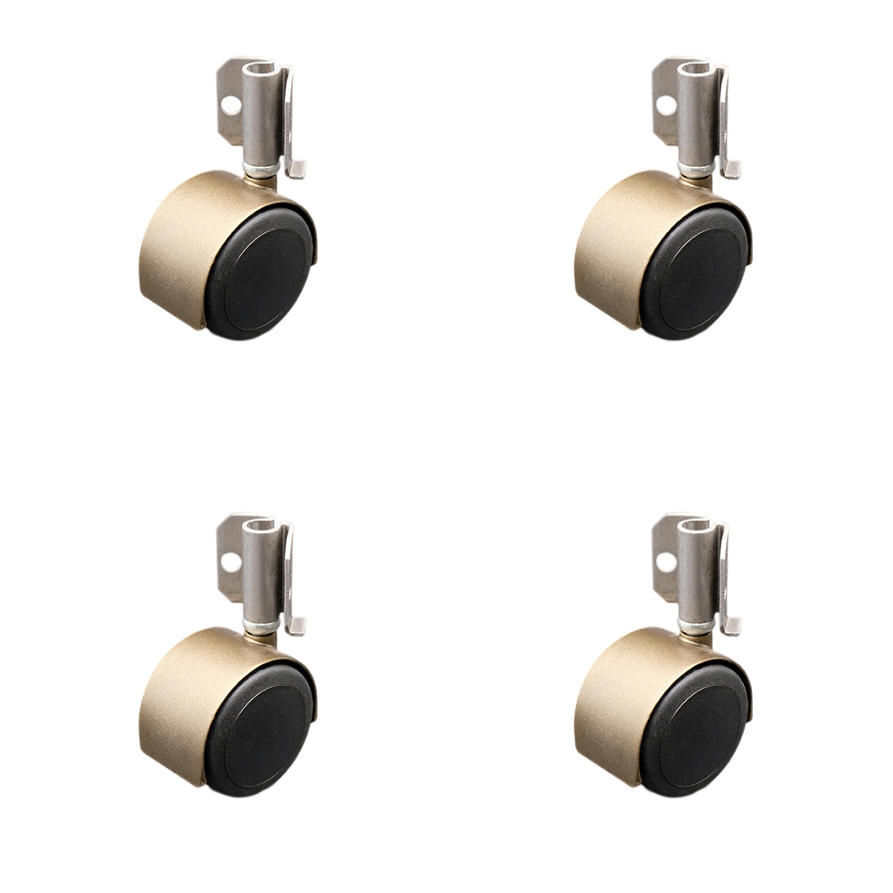 2-3/8 Inch Swivel Caster Wheels for Furniture - Urethane Windsor Antique Brass Hooded Twin Wheel with Corner Mount Bracket - 400 lbs. Total Capacity - Set of 4 - Service Caster Brand — photo 1