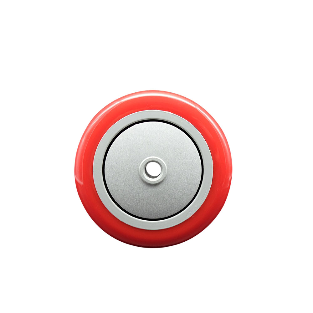 4” x 1.25” Red Polyurethane on Gray Polyolefin Wheel Only with Precision Ball Bearing - 3/8” Bore - Non Marking/Non Marring - 350 lbs Capacity per Wheel - Service Caster Brand — photo 1