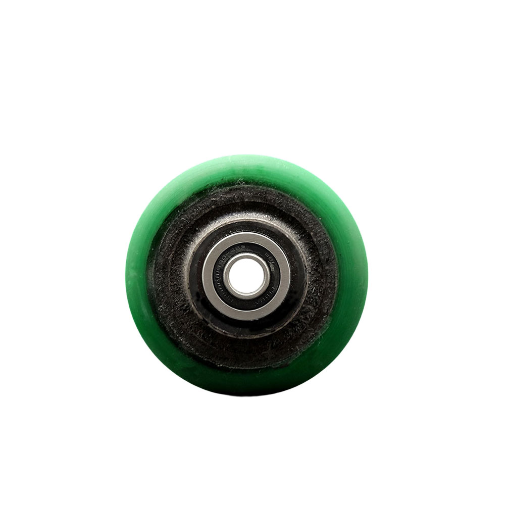 3-1/4" x 2" Green Polyurethane on Black Semi Steel Cast Iron Wheel Only with Precision Ball Bearing - 1/2" Bore - 600 lbs Capacity per Wheel  -  Service Caster Brand — photo 1