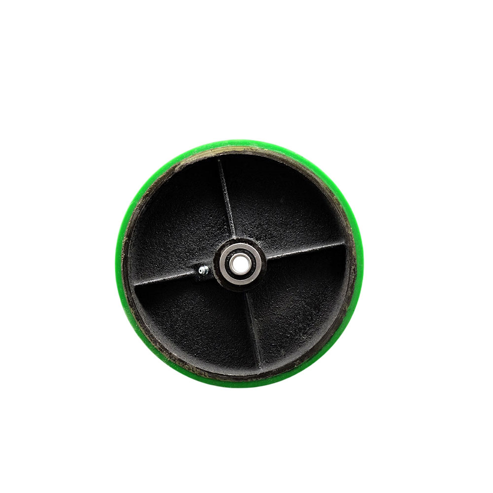6" x 2" Green Polyurethane on Black Semi Steel Cast Iron Wheel Only with Precision Ball Bearing - 1/2" Bore - 1200 lbs Capacity per Wheel  -  Service Caster Brand — photo 1