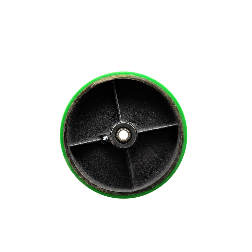 Service Caster Brand Replacement Wheel for Grainger Wheel 29XU85 - 6 Inch Green Polyurethane on Black Semi Steel Cast Iron Wheel Only with Roller Bearing - 1/2" Bore - 1200 lbs Capacity per Wheel — photo 1