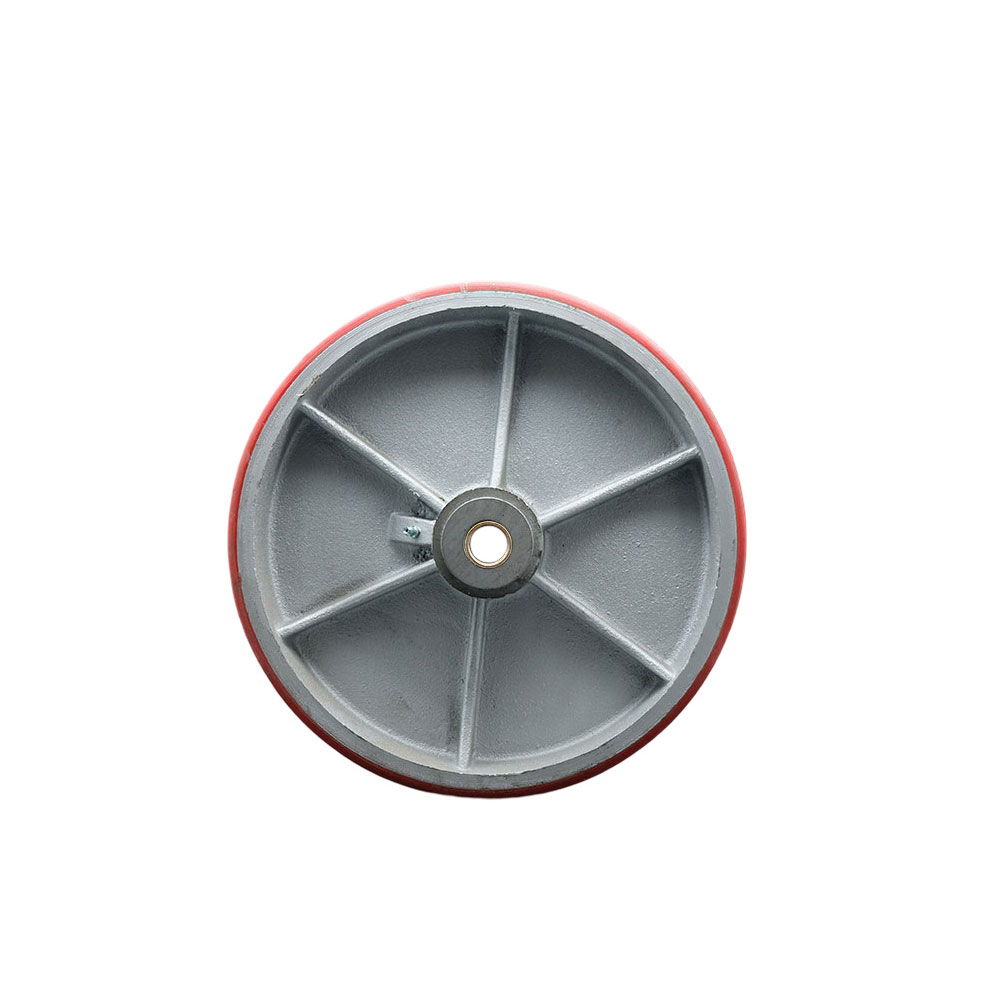 12" x 3" Red Polyurethane on Silver Semi Steel Cast Iron Wheel Only with Roller Bearing - 3/4" Bore - 3500 lbs Capacity per Wheel  -  Service Caster Brand — photo 1