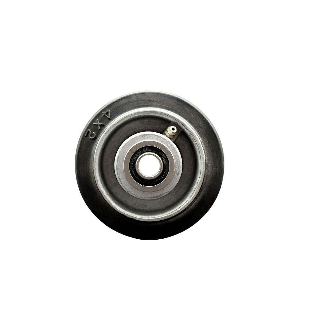 4" x 2" Rubber on Aluminum Wheel Only with Precision Ball Bearing - 1/2" Bore - 400 lbs Capacity per Wheel  -  Service Caster Brand — photo 1