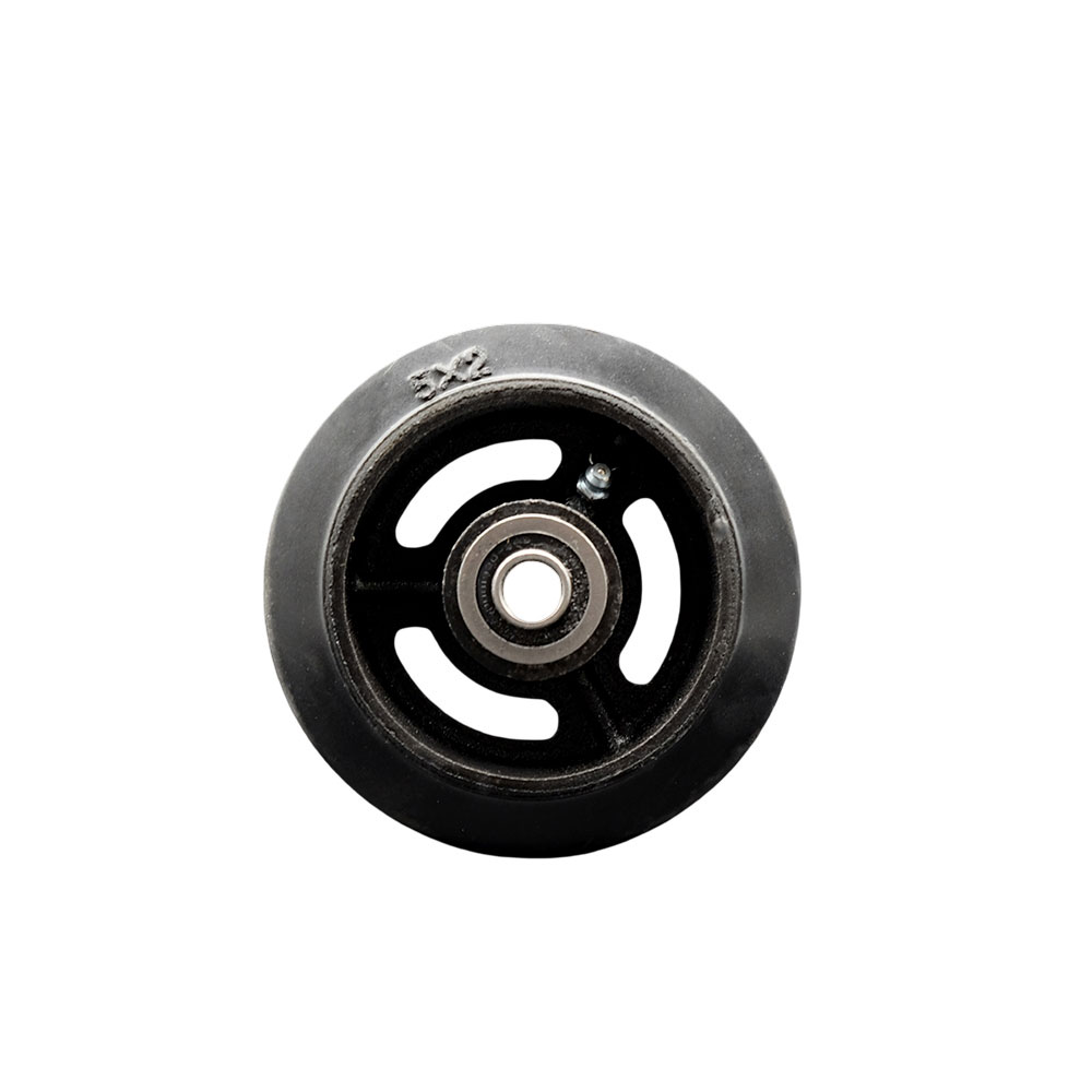 5" x 2" Rubber on Cast Iron Wheel Only with Precision Ball Bearing - 1/2" Bore - 450 lbs Capacity per Wheel  -  Service Caster Brand — photo 1