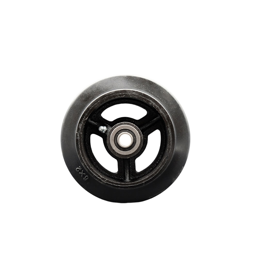 6" x 2" Rubber on Cast Iron Wheel Only with Precision Ball Bearing - 1/2" Bore - 550 lbs Capacity per Wheel  -  Service Caster Brand — photo 1