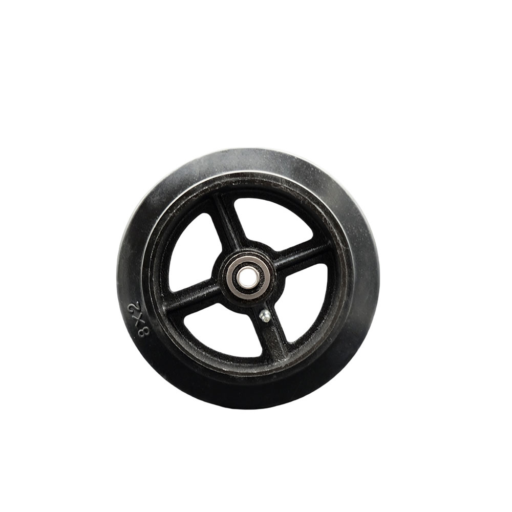 8" x 2" Rubber on Cast Iron Wheel Only with Precision Ball Bearing - 1/2" Bore - 650 lbs Capacity per Wheel  -  Service Caster Brand — photo 1