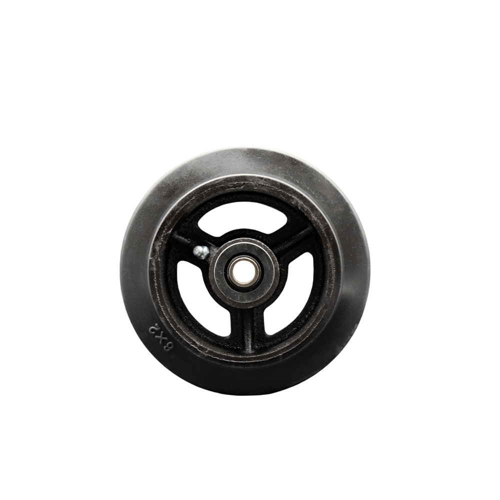 6" x 2" Rubber on Cast Iron Wheel Only with Roller Bearing - 1/2" Bore - 550 lbs Capacity per Wheel  -  Service Caster Brand — photo 1