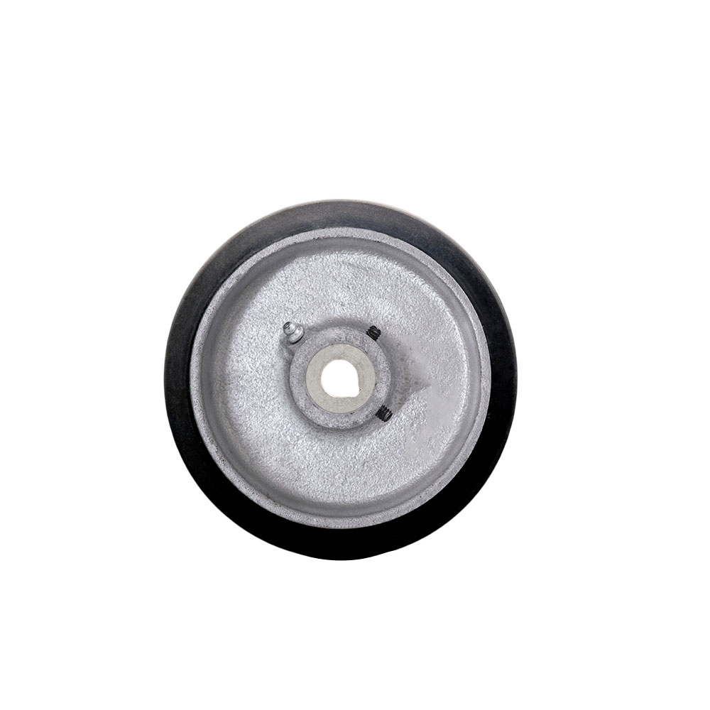 6" x 2" Rubber Tread on Cast Iron Keyed Drive Wheel - 5/8" Plain Bore with two 1/4" Set Screws  -  Service Caster Brand — photo 1