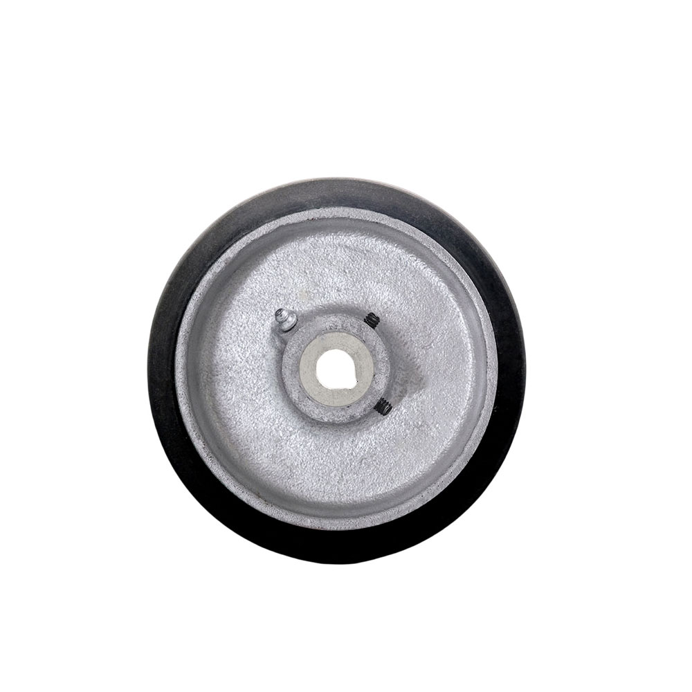 8" x 3" Rubber Tread on Cast Iron Keyed Drive Wheel - 20mm Plain Bore with two 1/4" Set Screws  -  Service Caster Brand — photo 1
