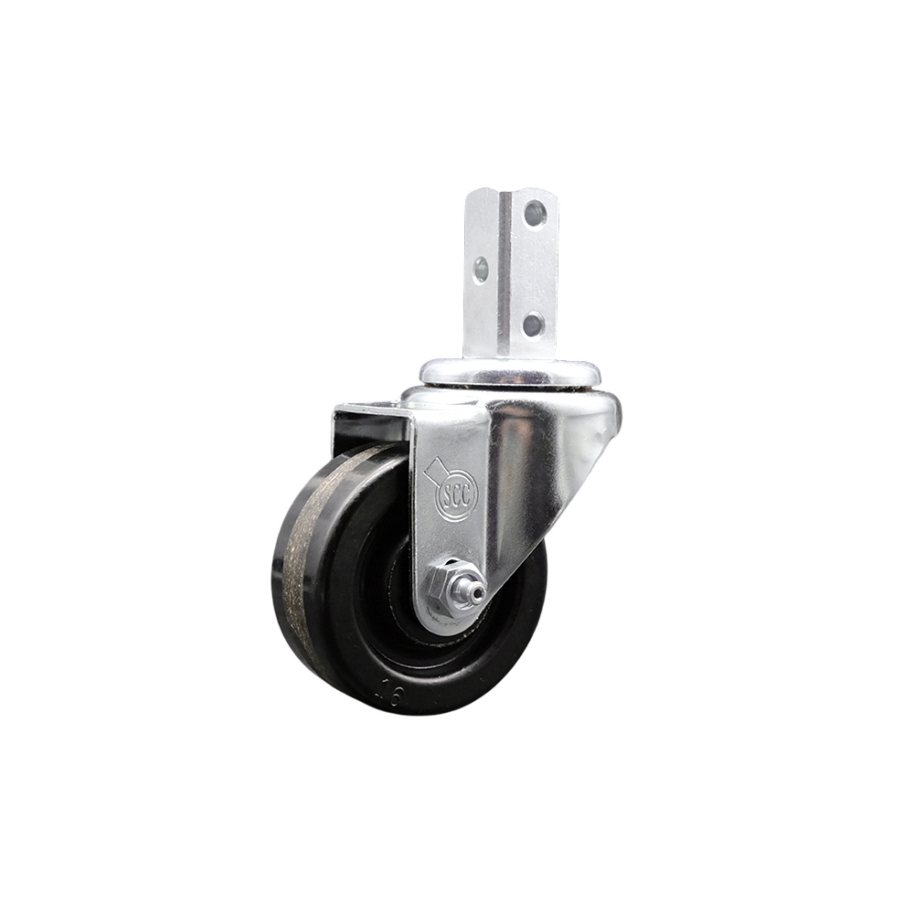 Swivel Square Stem Caster w/3” x 1.25” Black Phenolic Wheel – 7/8” x 2” Square Stem with (3) 17/64” Diameter Mounting Holes – 300 lbs. Capacity/Caster – Service Caster Brand — photo 1