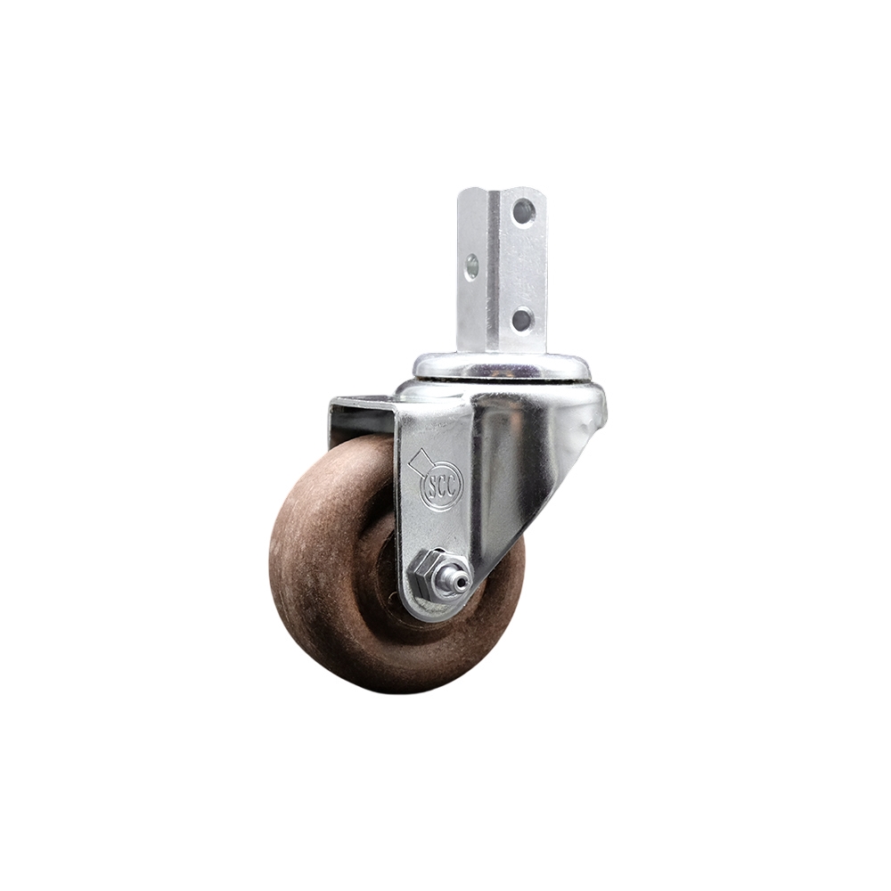 Swivel Square Stem Caster w/3.5” x 1.25” Brown Glass Filled Nylon Wheel – 7/8” x 2” Square Stem with (3) 17/64” Diameter Mounting Holes – 350 lbs. Capacity/Caster – Service Caster Brand — photo 1