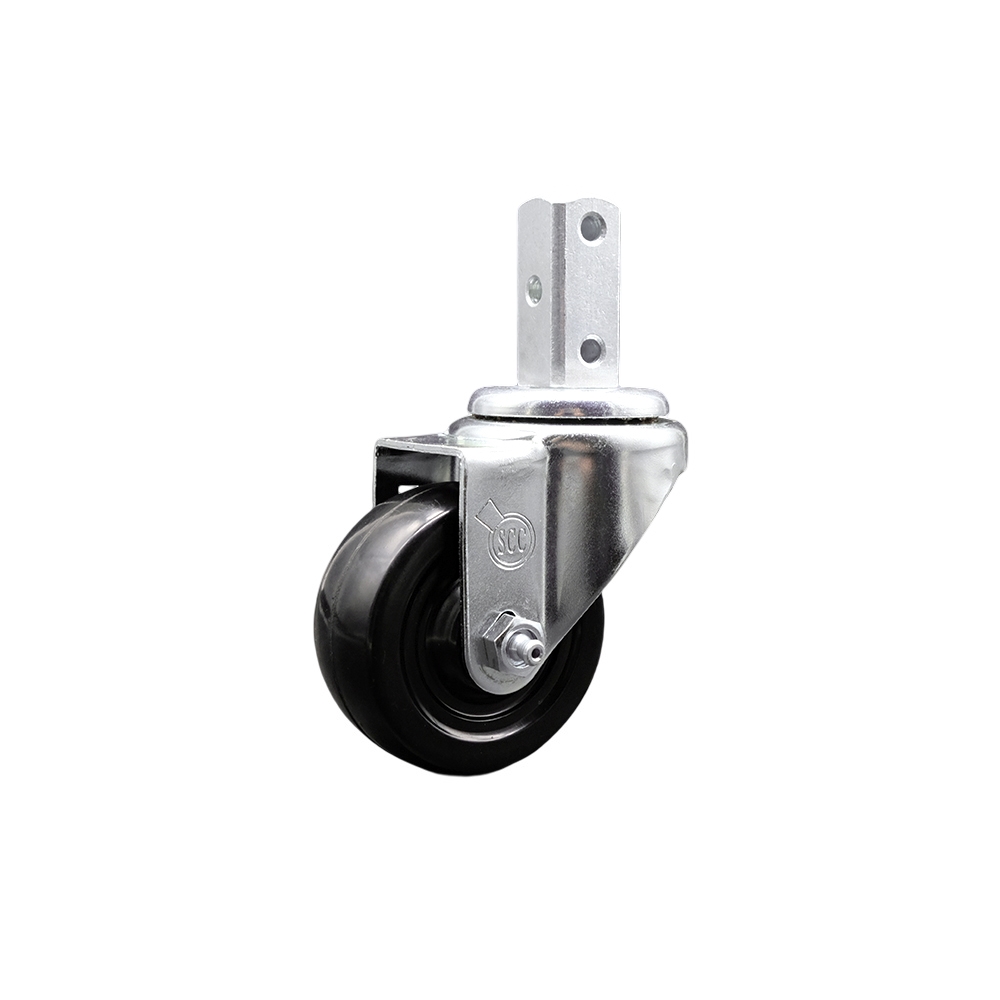 Swivel Square Stem Caster w/3.5” x 1.25” Black Hard Rubber Wheel – 3/4” x 2” Square Stem with (3) 17/64” Diameter Mounting Holes – 285 lbs. Capacity/Caster – Service Caster Brand — photo 1