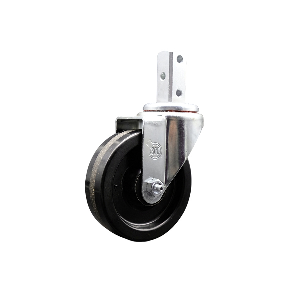 Swivel Square Stem Caster w/4” x 1.25” Black Phenolic Wheel – 3/4” x 2” Square Stem with (3) 17/64” Diameter Mounting Holes – 300 lbs. Capacity/Caster – Service Caster Brand — photo 1