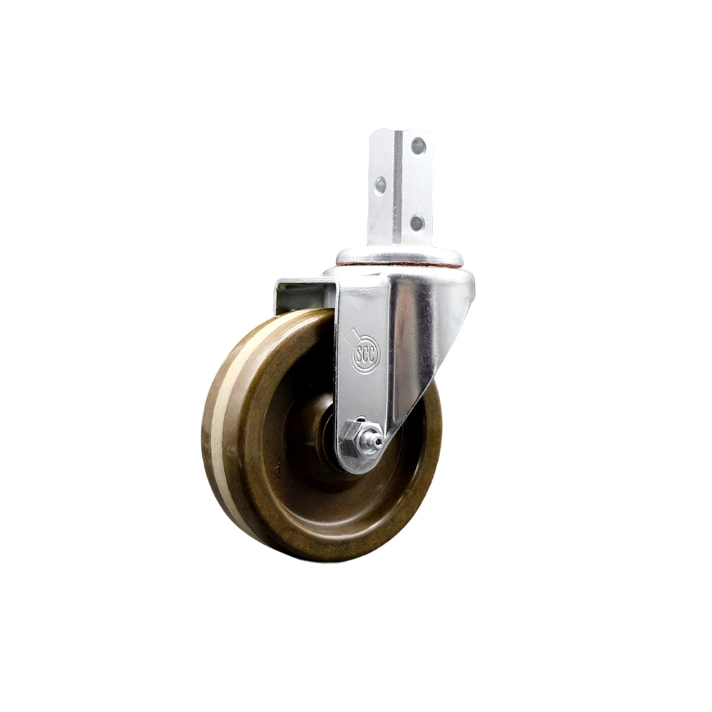 Swivel Square Stem Caster w/4” x 1.25” Brown High Temp Phenolic Wheel – 7/8” x 2” Square Stem with (3) 17/64” Diameter Mounting Holes – 300 lbs. Capacity/Caster – Service Caster Brand — photo 1