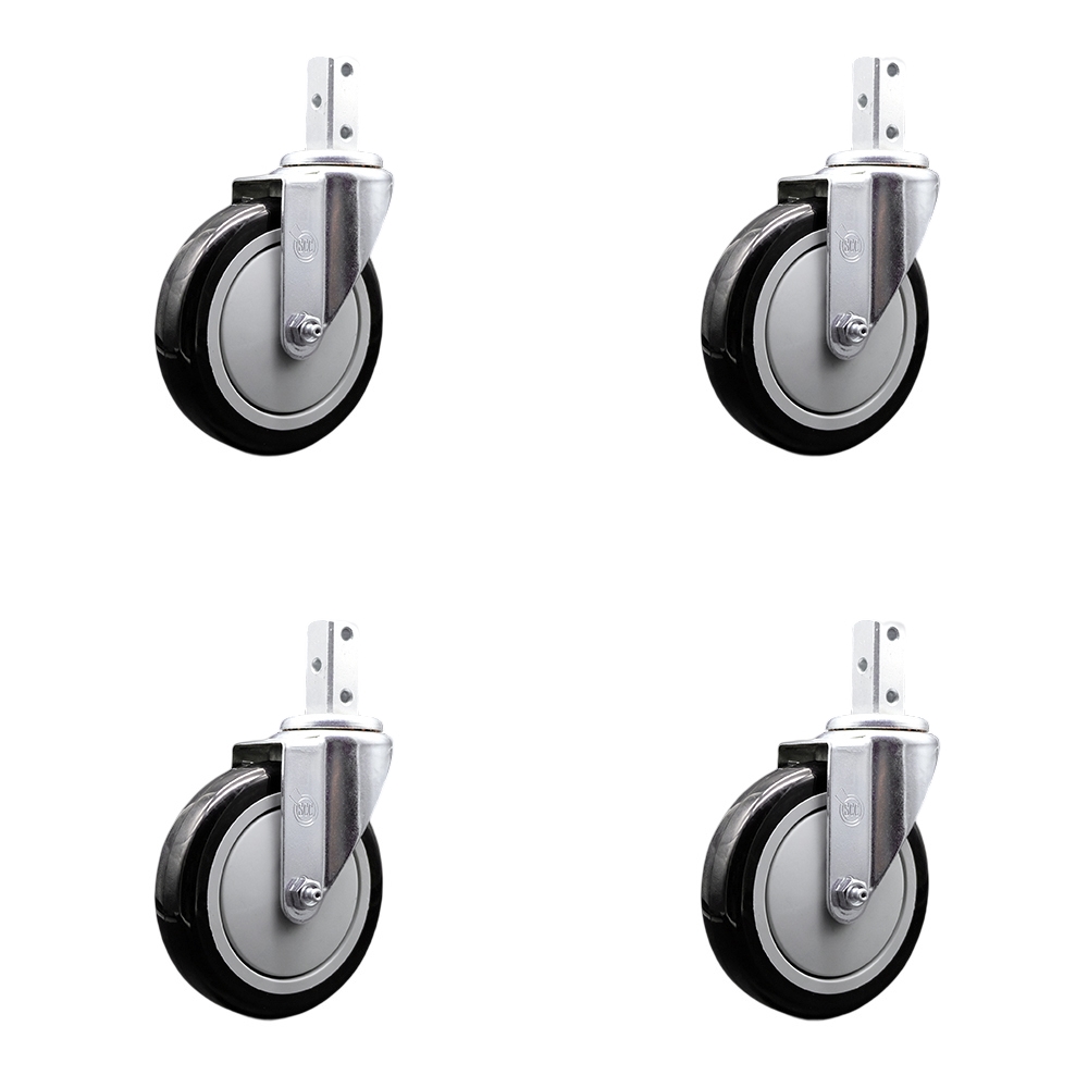 600CASTHD4P Regency 5 Inch Swivel Caster Set - Fits Regency Models 109APR1820L 109APR1826L 407RKKITFULL 407RKKITHALF - Light Duty Replacement - Black Polyurethane Wheel - Service Caster Brand — photo 1
