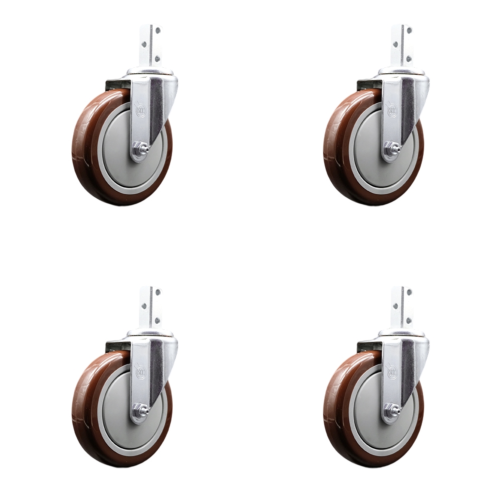 600CASTHD4P Regency 5 Inch Swivel Caster Set - Fits Regency Models 109APR1820L 109APR1826L 407RKKITFULL 407RKKITHALF - Light Duty Replacement - Maroon Polyurethane Wheel - Service Caster Brand — photo 1