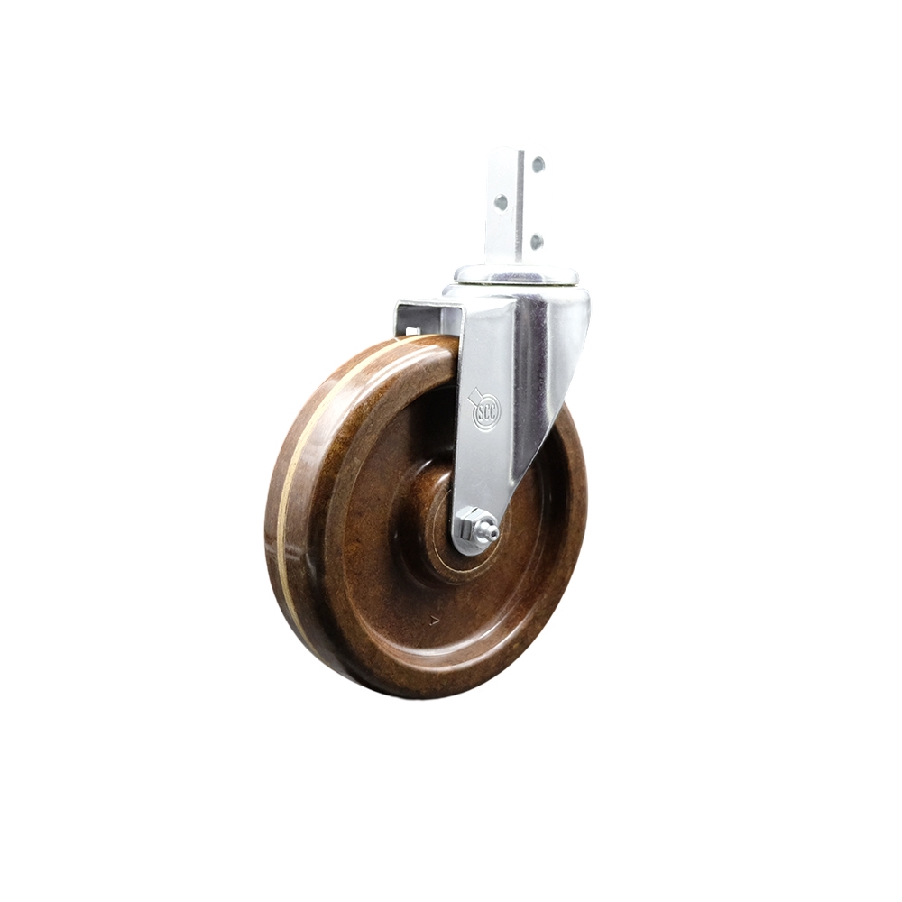 Swivel Square Stem Caster w/6” x 1.5” Brown High Temp Phenolic Wheel – 3/4” x 2” Square Stem with (3) 17/64” Diameter Mounting Holes – 300 lbs. Capacity/Caster – Service Caster Brand — photo 1