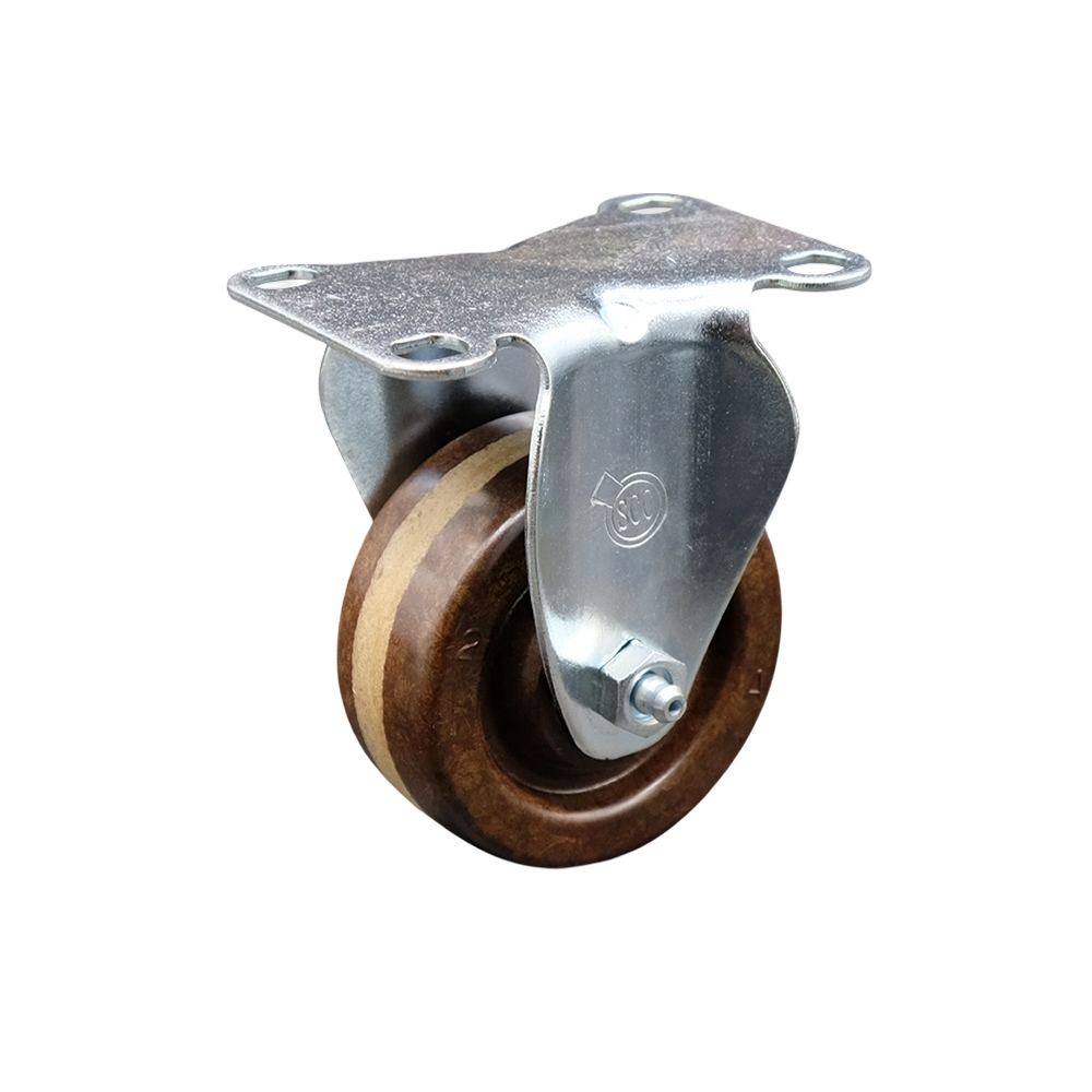 Stainless Steel High Temp Phenolic Swivel Top Plate Rigid Caster w/3" x 1.25" Brown Wheel - 300 lbs Capacity/Caster - Service Caster Brand — photo 1