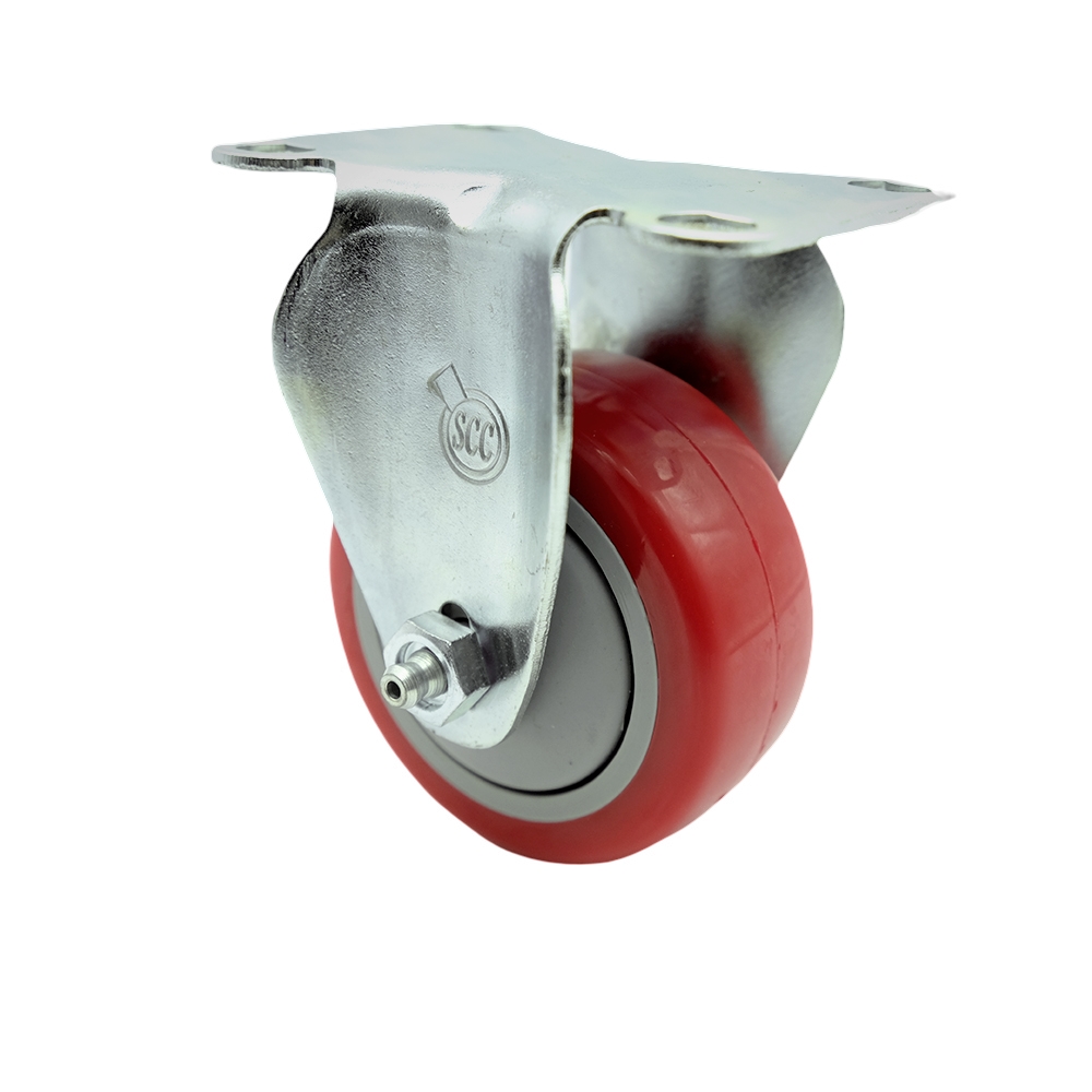 Service Caster Brand Replacement Caster for McMaster Carr Caster 8359T413 - Stainless Steel Rigid Top Plate Caster with 3 Inch Red Polyurethane Wheel - 300 lbs. Capacity/Caster — photo 1