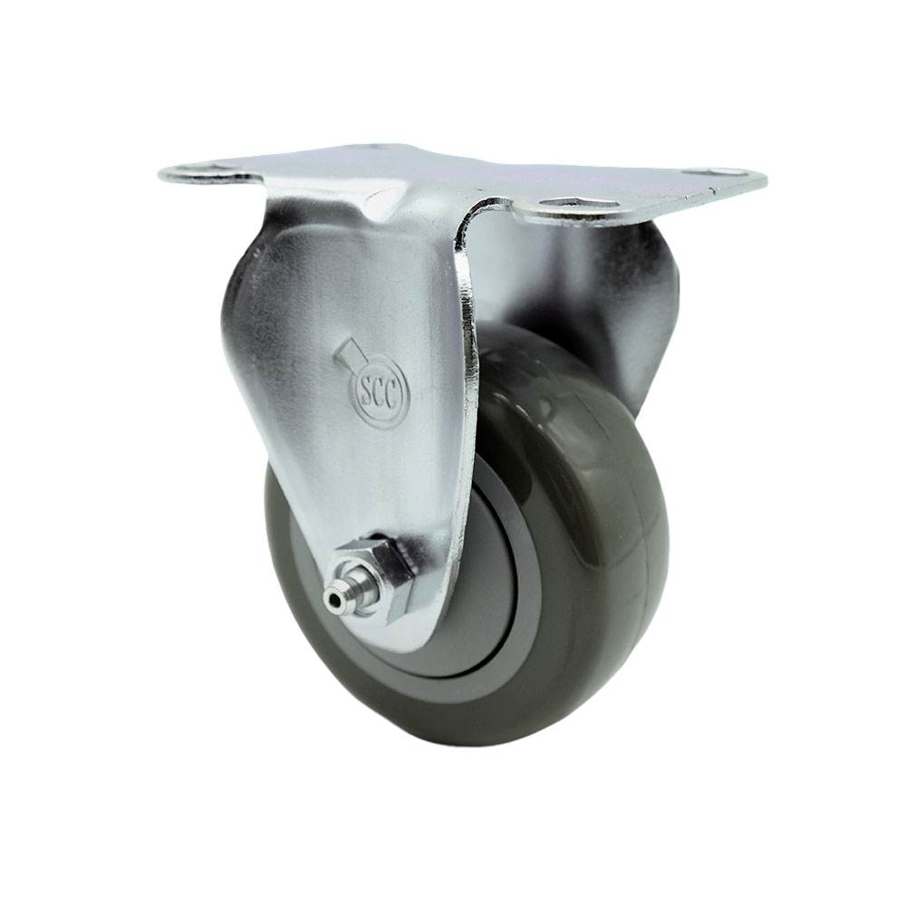 Stainless Steel Polyurethane Swivel Top Plate Rigid Caster w/3.5" x 1.25" Gray Wheel - 300 lbs Capacity/Caster - Service Caster Brand — photo 1