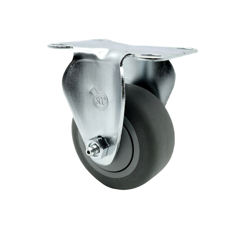 Stainless Steel Thermoplastic Rubber Swivel Top Plate Rigid Caster - 3.5" x 1.25" Gray Wheel - 230 lbs Capacity/Caster - Service Caster Brand — photo 1