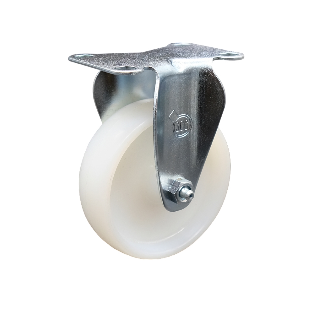 Stainless Steel Nylon Swivel Top Plate Rigid Caster w/4" x 1.25" White Wheel - 300 lbs Capacity/Caster - Service Caster Brand — photo 1