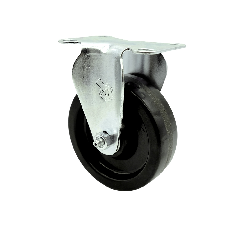Stainless Steel Phenolic Swivel Top Plate Rigid Caster w/4" x 1.25" Black Wheel - 300 lbs Capacity/Caster - Service Caster Brand — photo 1