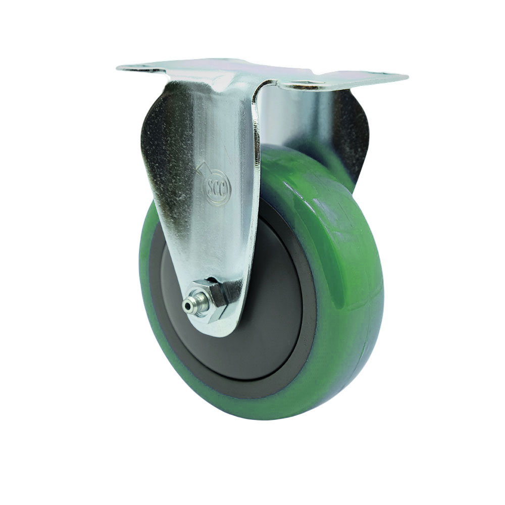 Service Caster Brand Replacement Caster for Uline Caster H-7448R - Stainless Steel Rigid Top Plate Caster with 4 Inch Green Polyurethane Wheel - Fits Carts and Platform Trucks H-3352