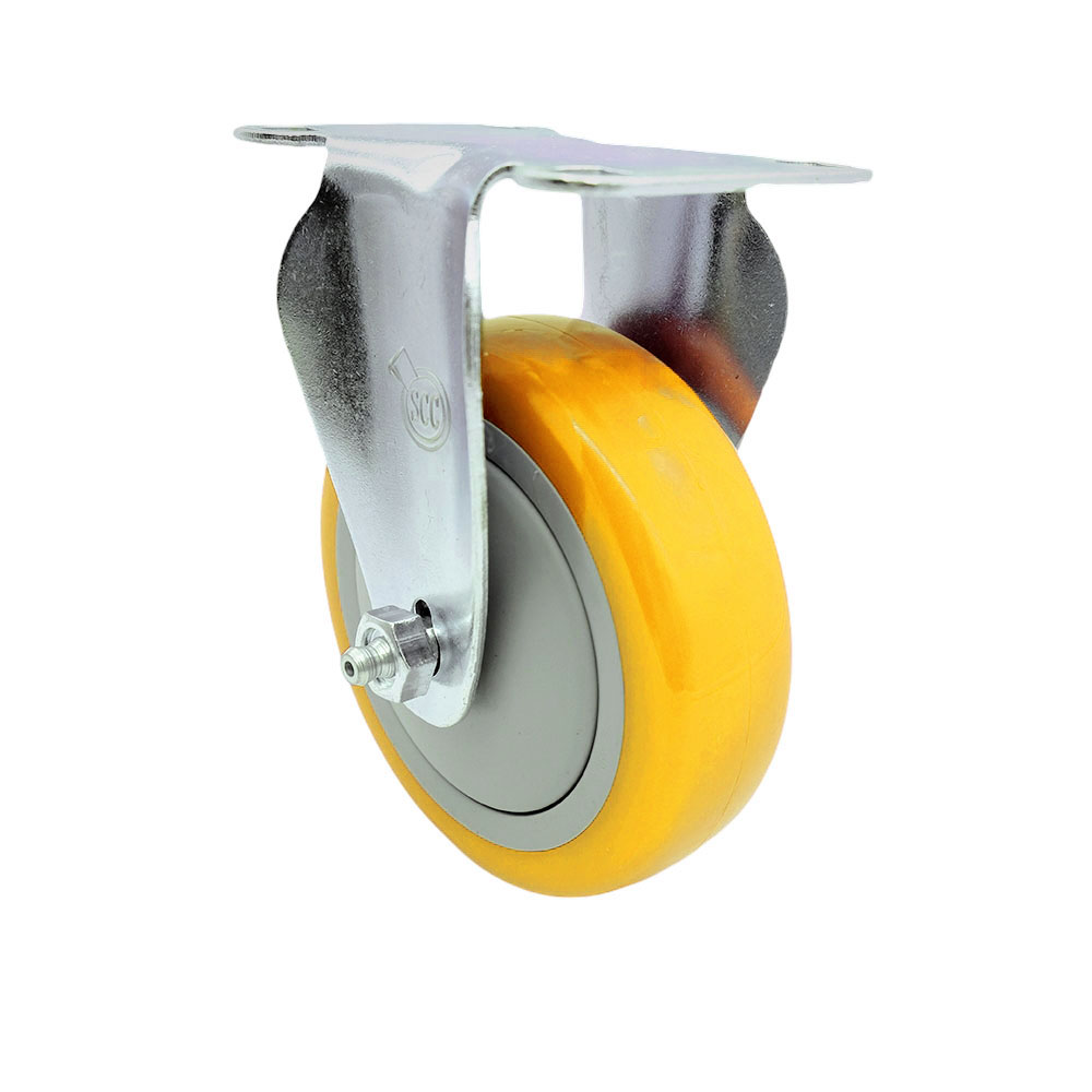Service Caster Brand Replacement Caster for Uline Caster H-7448R - Stainless Steel Rigid Top Plate Caster with 4 Inch Yellow Polyurethane Wheel - Fits Carts and Platform Trucks H-3352