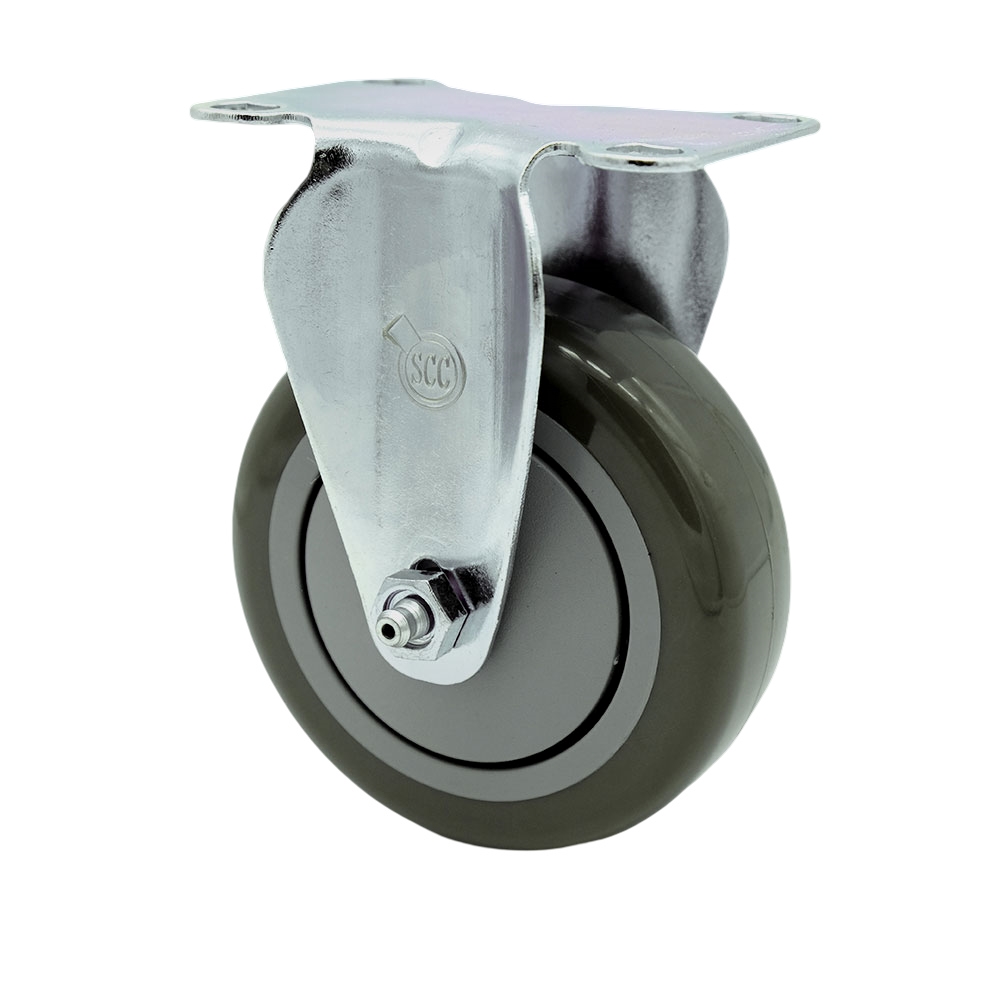 Service Caster Brand Replacement Caster for Uline Caster H-7448R - Stainless Steel Rigid Top Plate Caster with 4 Inch Gray Polyurethane Wheel - Fits Carts and Platform Trucks H-3352