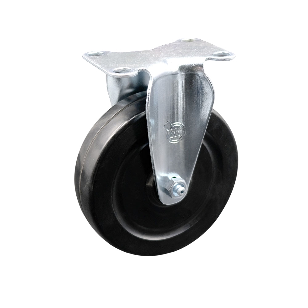 Stainless Steel Hard Rubber Swivel Top Plate Rigid Caster w/5" x 1.25" Black Wheel - 300 lbs Capacity/Caster - Service Caster Brand — photo 1