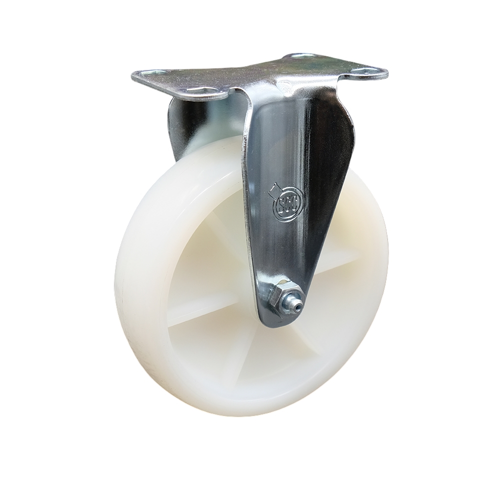 Stainless Steel Nylon Swivel Top Plate Rigid Caster w/5" x 1.25" White Wheel - 300 lbs Capacity/Caster - Service Caster Brand — photo 1