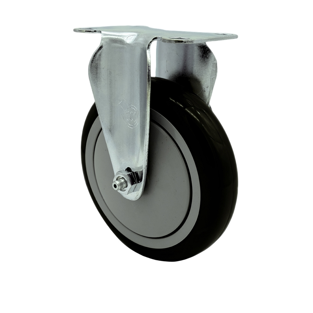 Service Caster Brand Replacement Caster for Uline Caster H-7449R - Stainless Steel Rigid Top Plate Caster with 5 Inch Black Polyurethane Wheel - Fits Carts and Platform Trucks H-6348