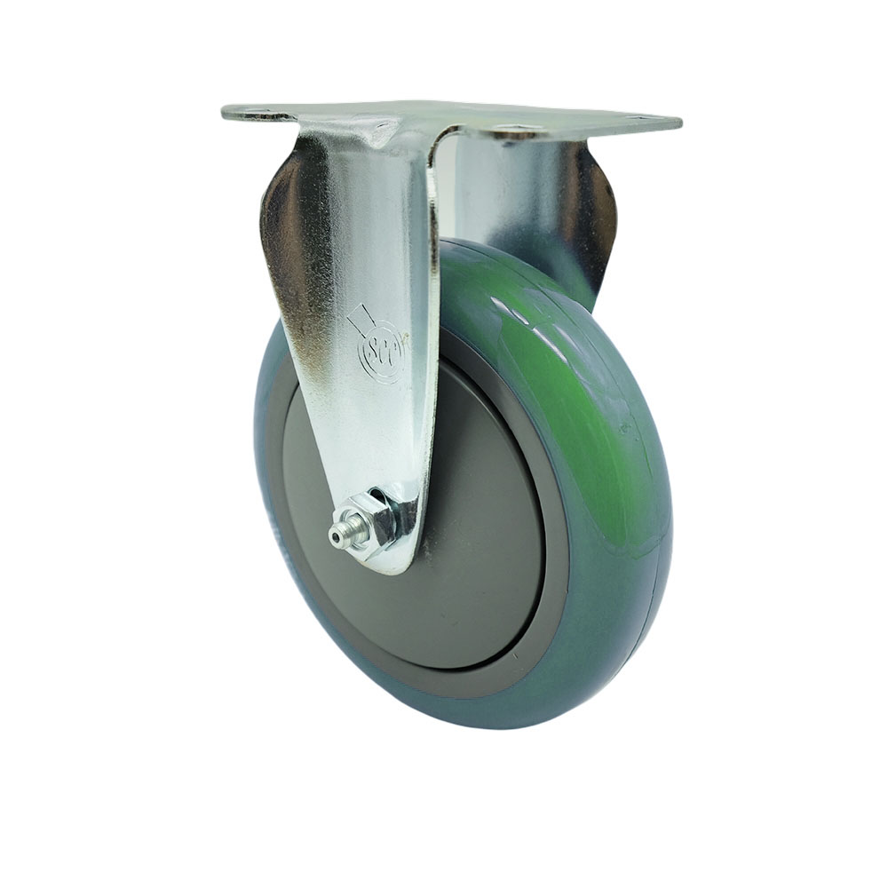 Service Caster Brand Replacement Caster for Uline Caster H-7449R - Stainless Steel Rigid Top Plate Caster with 5 Inch Green Polyurethane Wheel - Fits Carts and Platform Trucks H-6348
